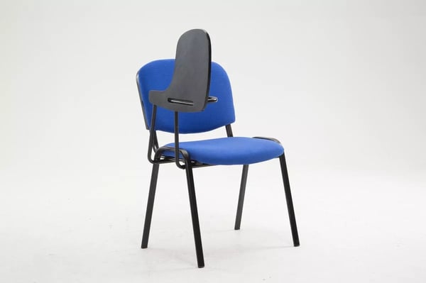 Ken Blå Stof Konferencestol med Klapbord, Mat Sort Metalstel