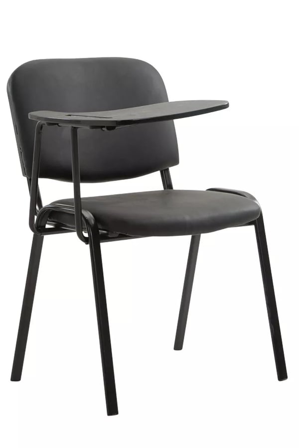 Ken Besøgsstol med Klapbord - Kunstlæder, Sort Metalstel