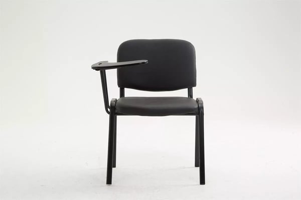 Ken Besøgsstol med Klapbord - Kunstlæder, Sort Metalstel