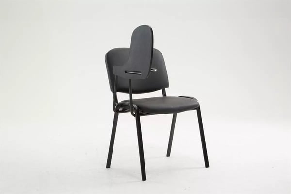 Ken Besøgsstol med Klapbord - Kunstlæder, Sort Metalstel