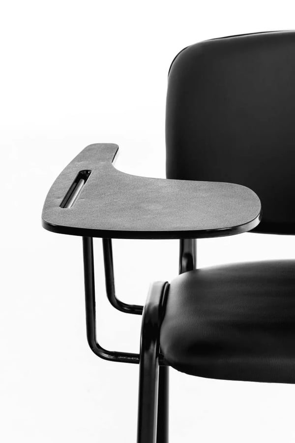 Ken Besøgsstol med Klapbord - Kunstlæder, Sort Metalstel