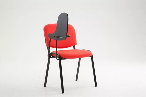 Ken Konferencestol med Klapbord, Rødt Stof, Mat Sort Metalstel