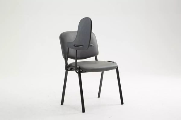 Ken Klapstol med bord, gråt kunstlæder, matsort metalstel