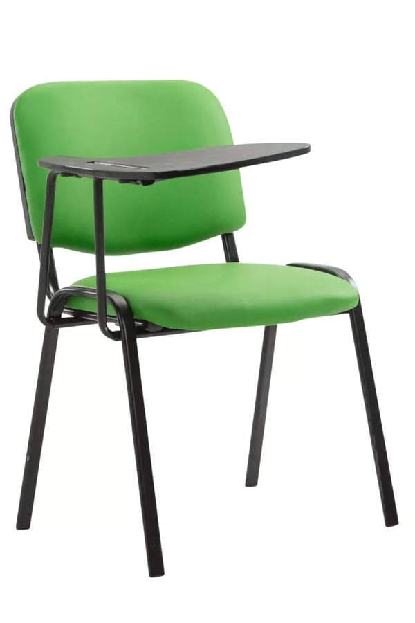 Ken gæstestol med klapbord, grønt kunstlæder, mat sort metalramme