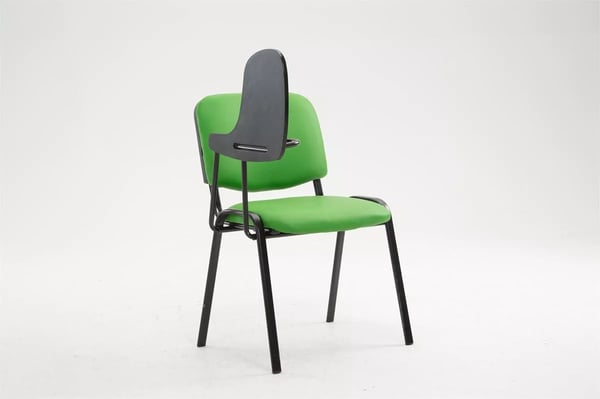 Ken gæstestol med klapbord, grønt kunstlæder, mat sort metalramme