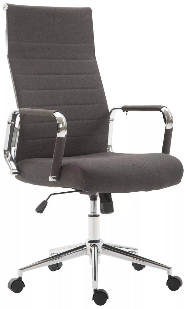 Kolumbus Mørkegrå Kontorstol i Stof med Kromfod - Ergonomisk, Højdejusterbar, Drejbar, 5 Hjul