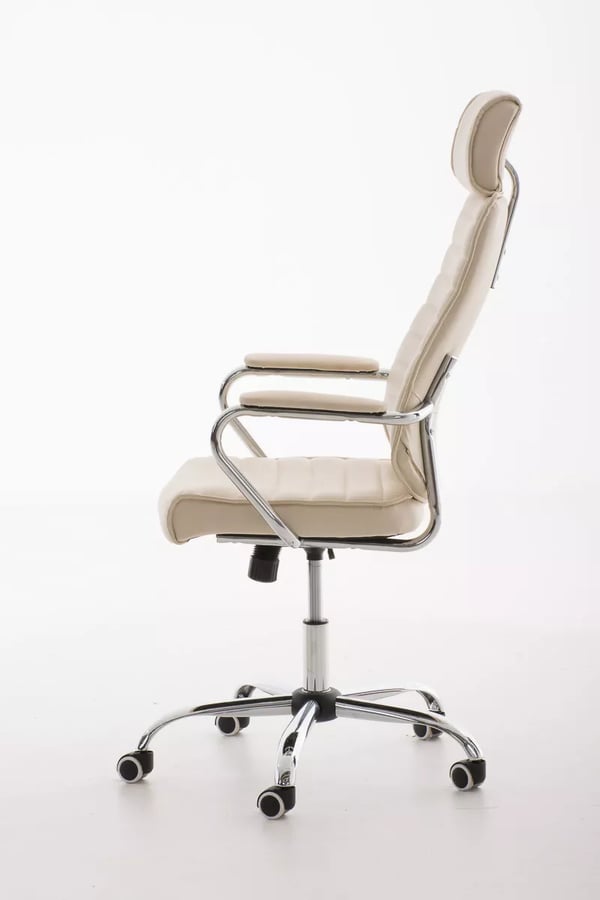 RAKO Executive Kontorstol Creme Kunstlæder Krom-look Metalbase Vippemekanisme
