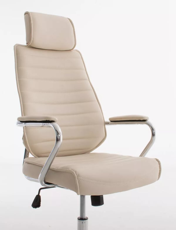 RAKO Executive Kontorstol Creme Kunstlæder Krom-look Metalbase Vippemekanisme
