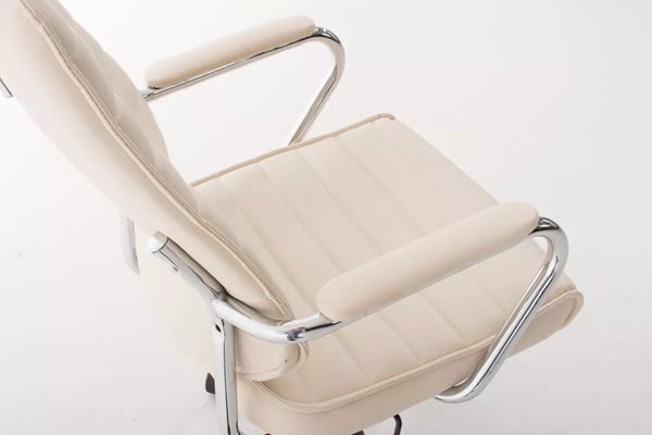 RAKO Executive Kontorstol Creme Kunstlæder Krom-look Metalbase Vippemekanisme