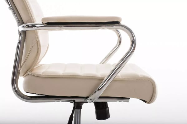RAKO Executive Kontorstol Creme Kunstlæder Krom-look Metalbase Vippemekanisme