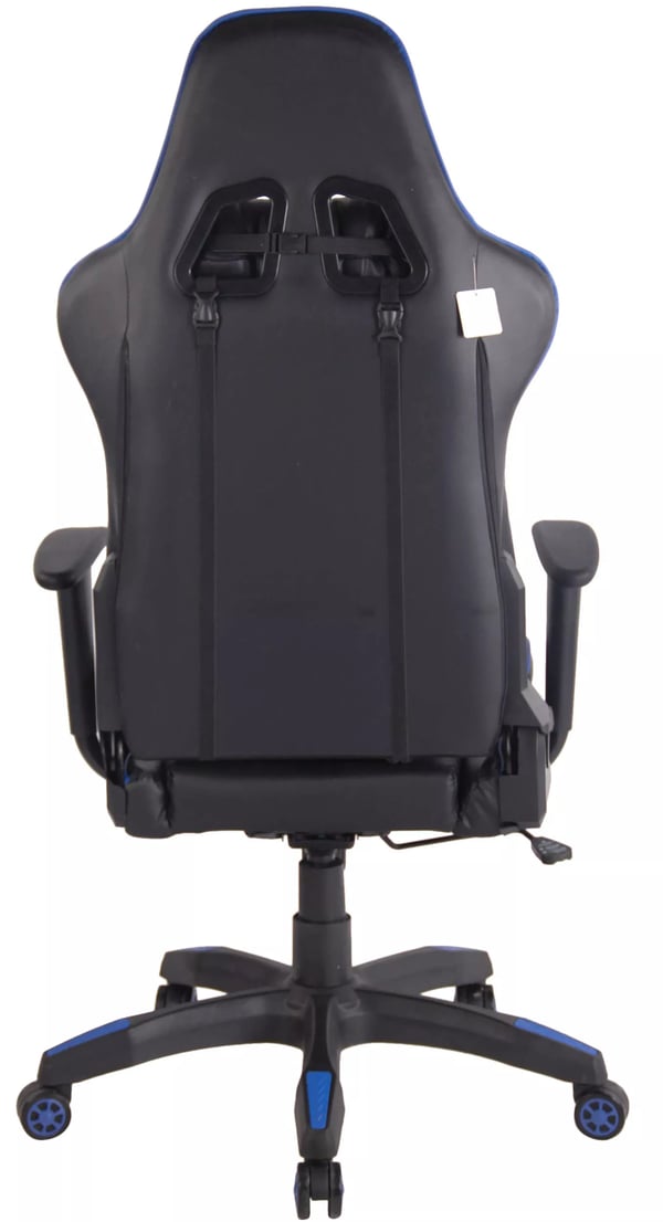 Miracle V2 kontorstol - Sort/blå kunstlæder, plaststel, ergonomisk racerdesign, justerbar vippefunktion og højde