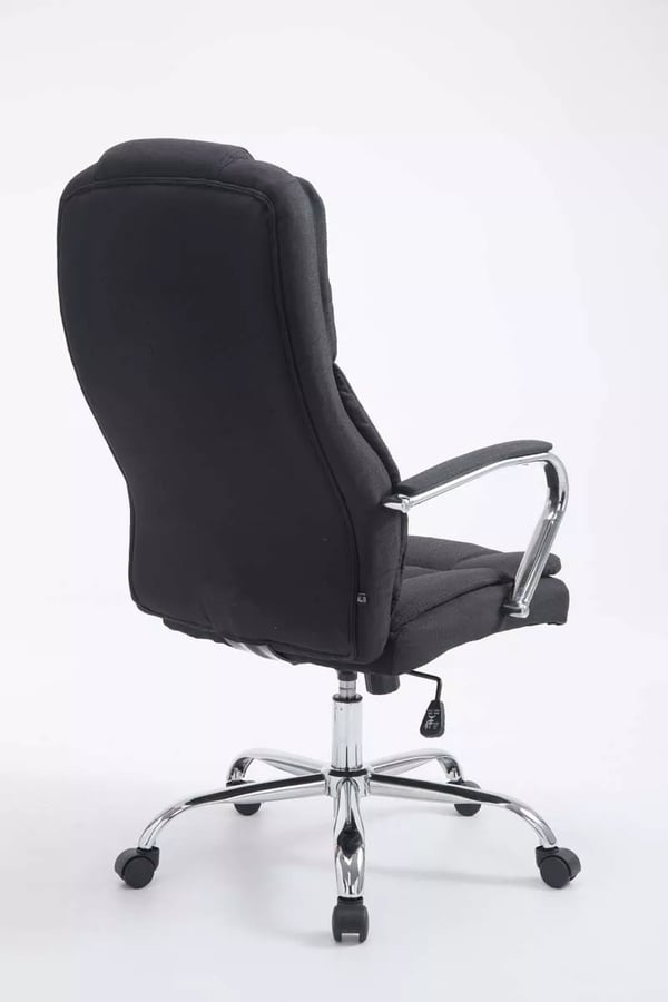 Xanthos V2 stofkontorstol - ekstra stor, sort, krom-look metalramme, 210 kg kapacitet