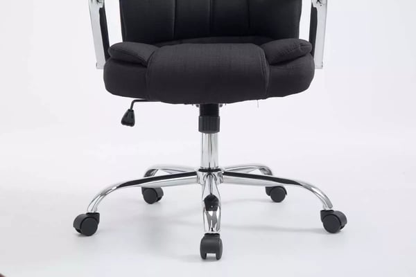 Xanthos V2 stofkontorstol - ekstra stor, sort, krom-look metalramme, 210 kg kapacitet
