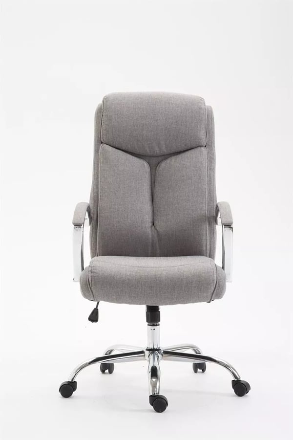 XL Kontorstol Vaud Stof Grå, Krom-look Metalstel, Ergonomisk, 140 kg Kapacitet, Vippefunktion