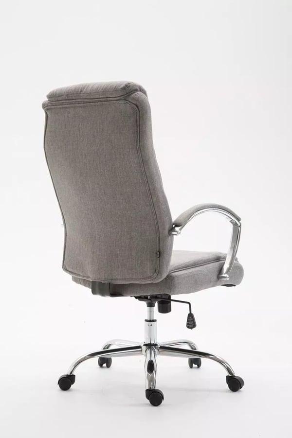 XL Kontorstol Vaud Stof Grå, Krom-look Metalstel, Ergonomisk, 140 kg Kapacitet, Vippefunktion