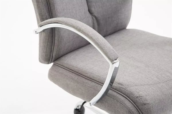 XL Kontorstol Vaud Stof Grå, Krom-look Metalstel, Ergonomisk, 140 kg Kapacitet, Vippefunktion