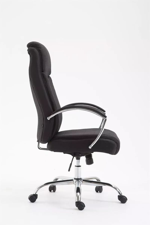 Kontorstol Vaud XL Stof Sort med Krom-look Metalstel - Ergonomisk, Kraftig op til 140 kg