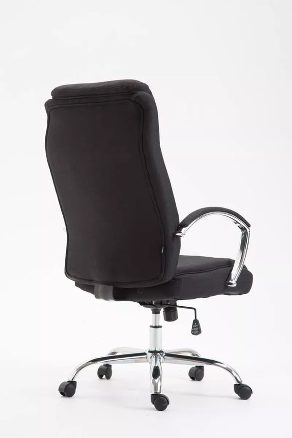 Kontorstol Vaud XL Stof Sort med Krom-look Metalstel - Ergonomisk, Kraftig op til 140 kg