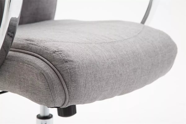 XL Kontorstol Vaud Stof Grå, Krom-look Metalstel, Ergonomisk, 140 kg Kapacitet, Vippefunktion