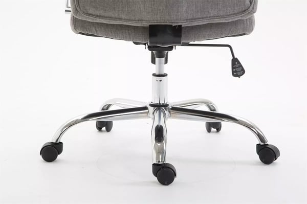 XL Kontorstol Vaud Stof Grå, Krom-look Metalstel, Ergonomisk, 140 kg Kapacitet, Vippefunktion