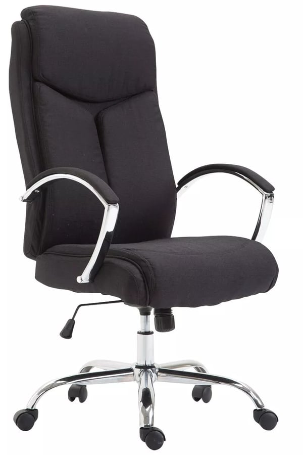 Kontorstol Vaud XL Stof Sort med Krom-look Metalstel - Ergonomisk, Kraftig op til 140 kg