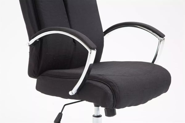 Kontorstol Vaud XL Stof Sort med Krom-look Metalstel - Ergonomisk, Kraftig op til 140 kg