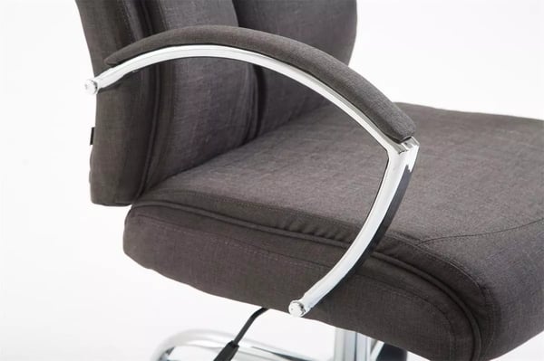 XL Kontorstol Vaud - Mørkegråt stof med krom-look metalstel, 140 kg kapacitet