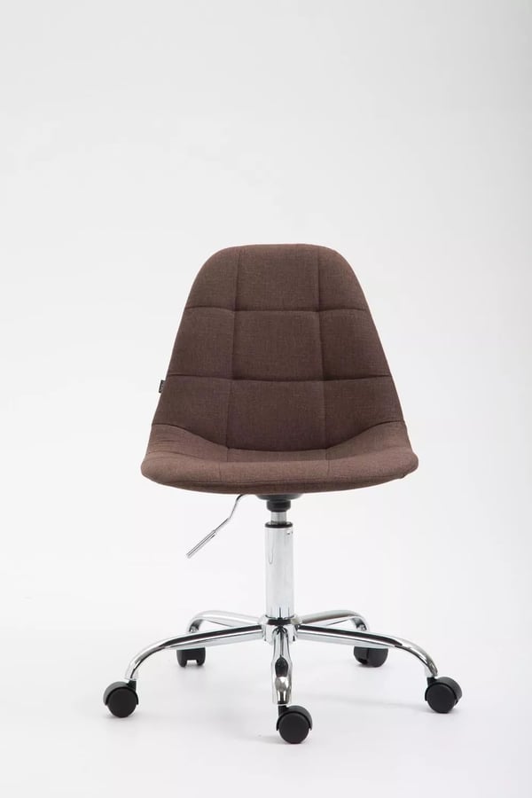 Brun stof kontorstol Reims med metalstel i krom-look