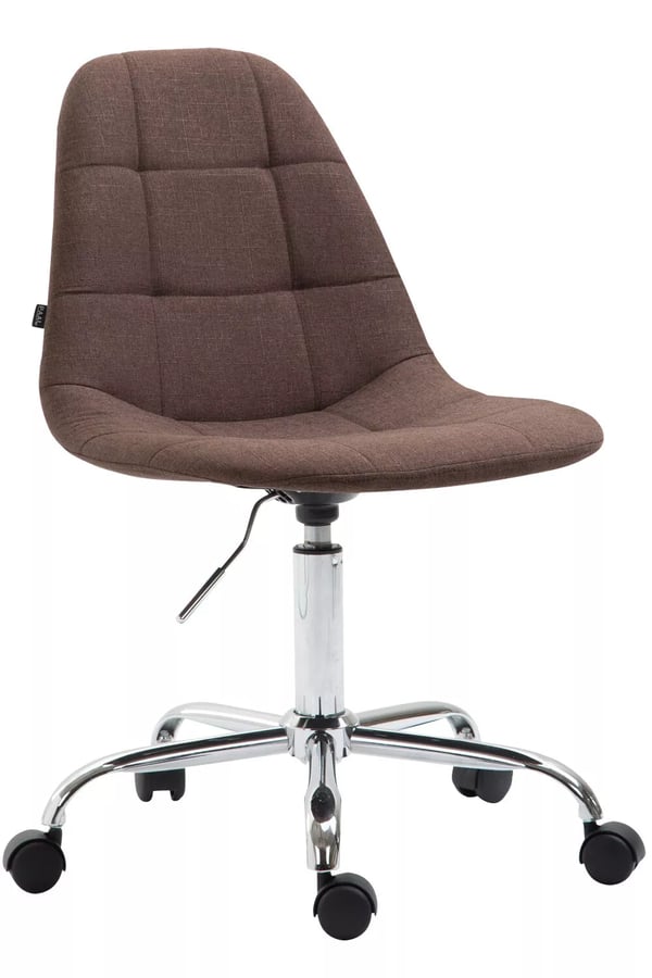 Brun stof kontorstol Reims med metalstel i krom-look