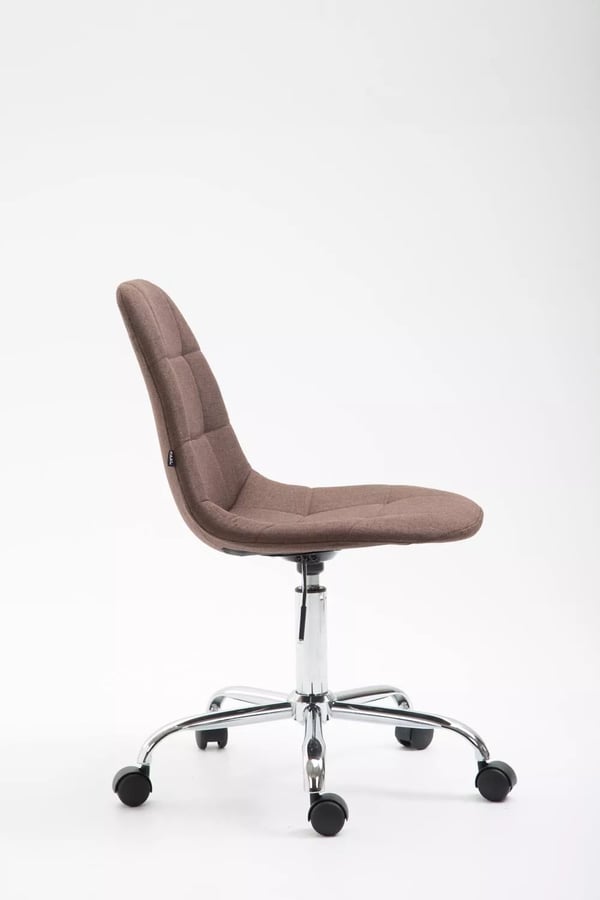 Brun stof kontorstol Reims med metalstel i krom-look