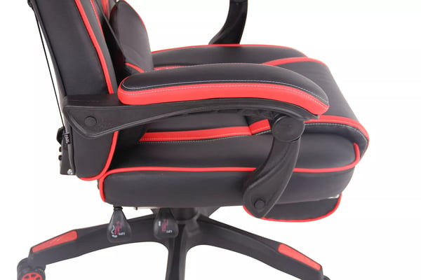 Kontorstol Heat Sort/Rød - Ergonomisk kunstlæder med integreret fodstøtte og lændestøtte