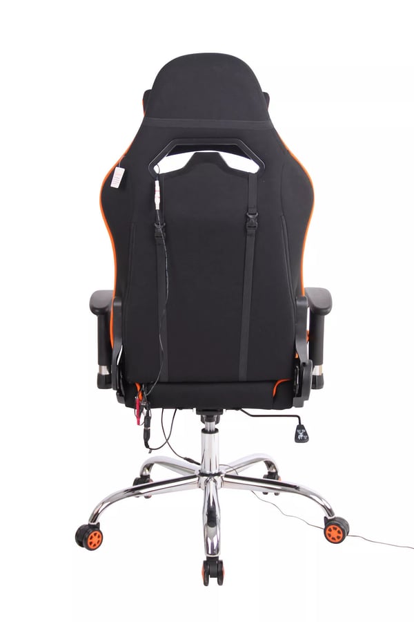 Kontorstol Limit XM - Sort/Orange Stof med Krom-look Metalramme, Massage, Varme og Ryglænsfunktioner