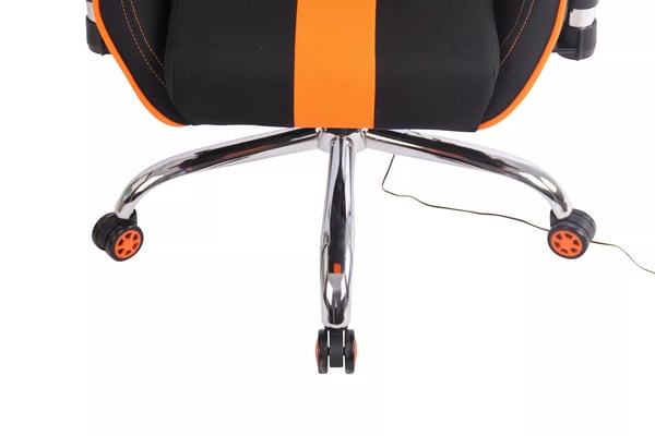 Kontorstol Limit XM - Sort/Orange Stof med Krom-look Metalramme, Massage, Varme og Ryglænsfunktioner
