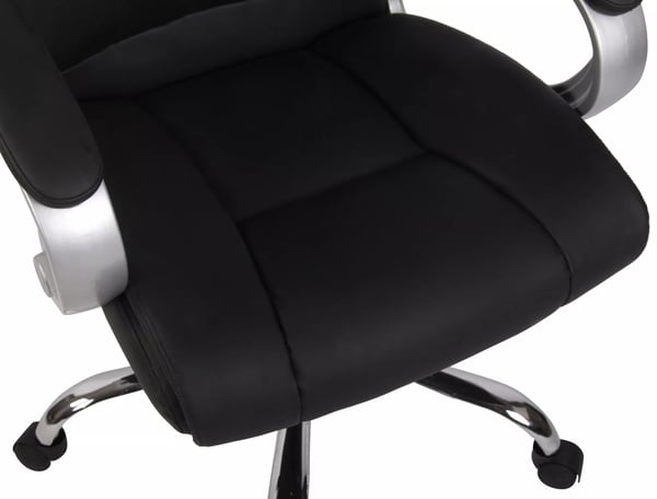 BIG Apoll Kontorstol i Kunstlæder V2 - Sort, Forkromet Metalramme, Ergonomisk Design, Justerbar Højde, Vippemekanisme