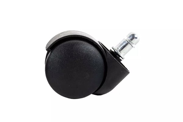 5-pak universelle plasthjul til stole - 50 mm diameter, 11 mm stift, sort