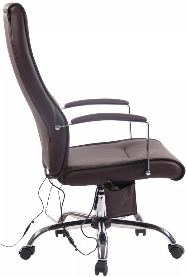 Kontorstol Portland kunstlæder, brun, krom-look metalstel med massagefunktion