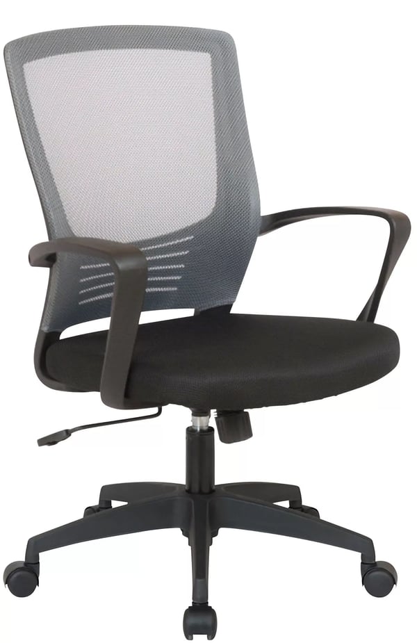 Ergonomisk kontorstol drejestol med kunstlæderbetræk og plastramme, sort/grå