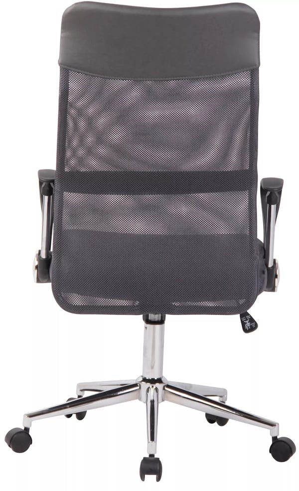 Grå mikrofiber kontorstol med krom-look metalramme og ergonomisk ryglæn