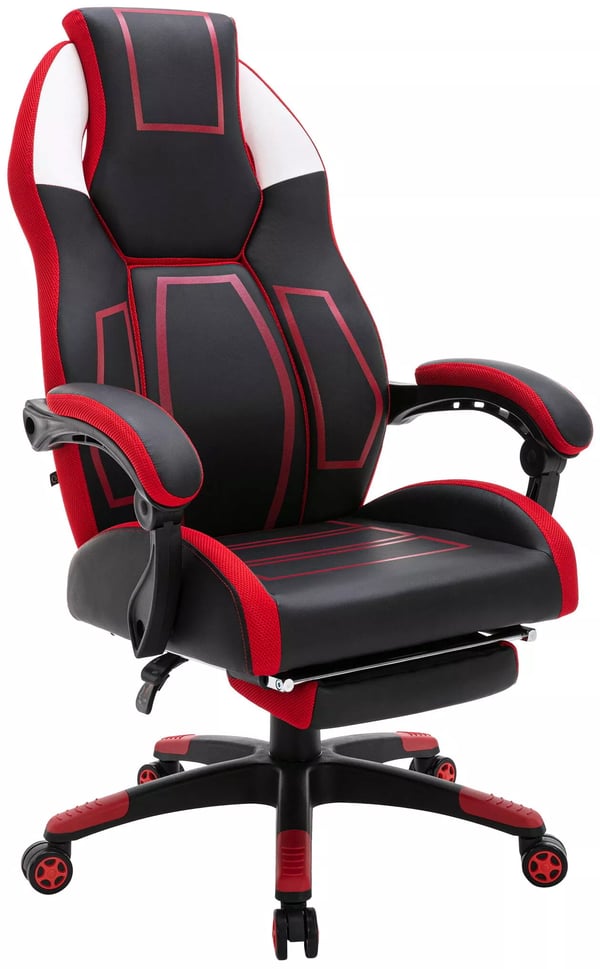 Kontorstol Clovis Kunstlæder - Sort/Rød, Højdejusterbart Ergonomisk Design