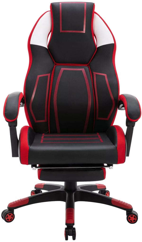 Toimistotuoli Clovis, keinonahka, musta/punainen, säädettävä, ergonominen selkänoja