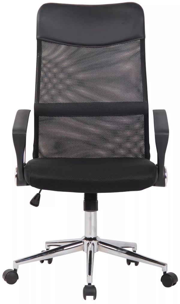 Korba Ergonomisk Kontorstol med Netryg, Sort Mikrofibersæde, Krom-look Metalramme, Drejefod med Hjul