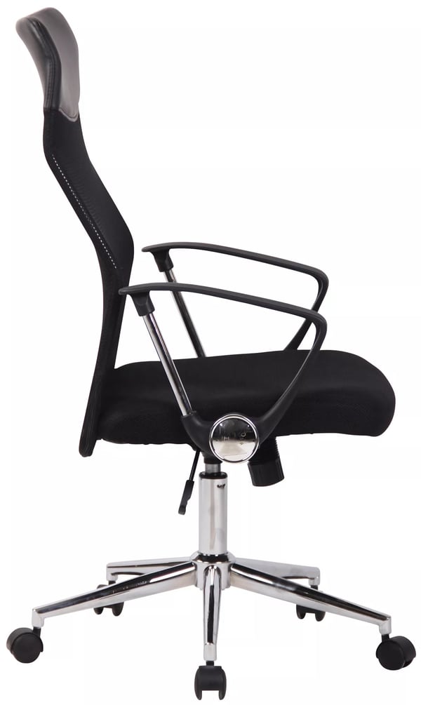 Korba Ergonomisk Kontorstol med Netryg, Sort Mikrofibersæde, Krom-look Metalramme, Drejefod med Hjul