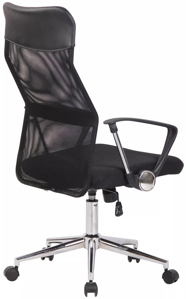 Korba Ergonomisk Kontorstol med Netryg, Sort Mikrofibersæde, Krom-look Metalramme, Drejefod med Hjul