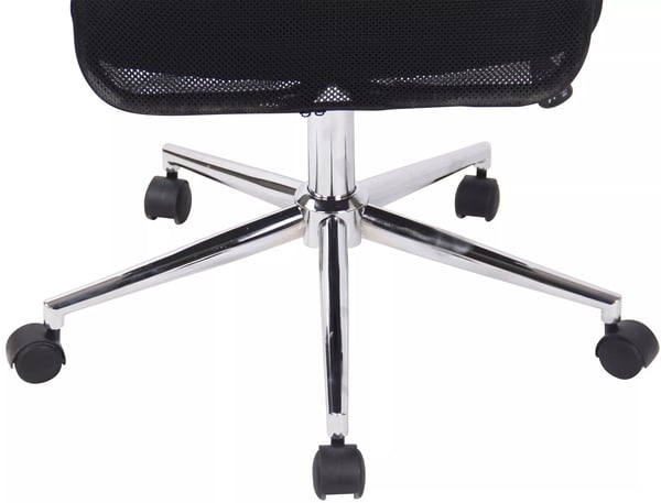 Korba Ergonomisk Kontorstol med Netryg, Sort Mikrofibersæde, Krom-look Metalramme, Drejefod med Hjul