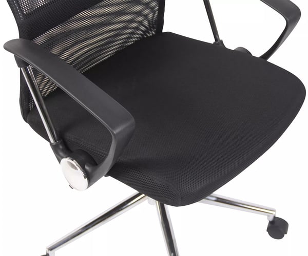 Korba Ergonomisk Kontorstol med Netryg, Sort Mikrofibersæde, Krom-look Metalramme, Drejefod med Hjul