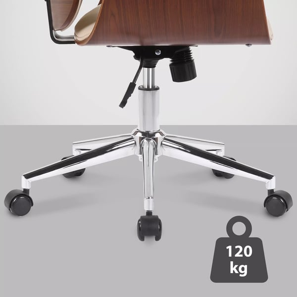 Kemberg Valnød/Creme Træ Kontorstol med Metalstativ