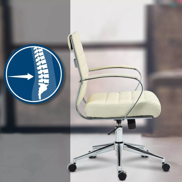 Cremefarvet kontorstol med krom-look metalstel