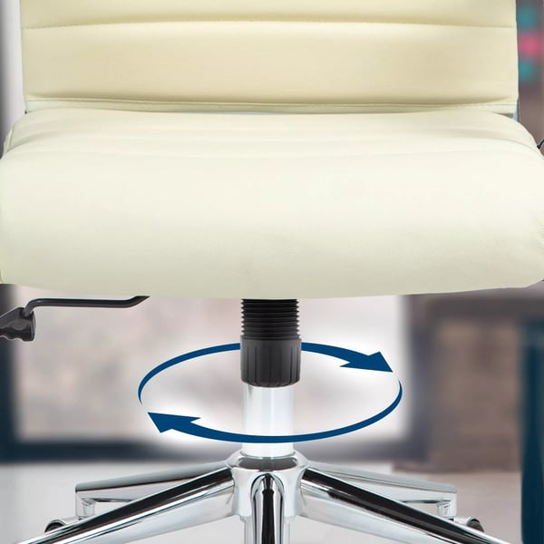 Cremefarvet kontorstol med krom-look metalstel