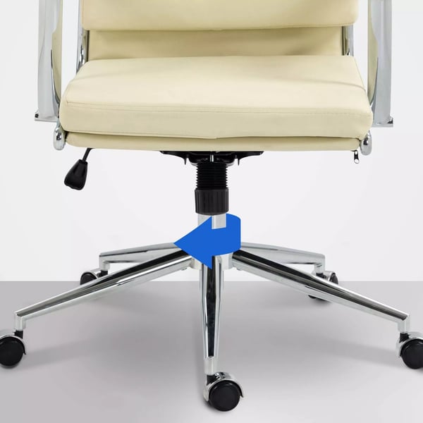 Cleveland Creme Kontorstol med Krom-look Metalaccenter - Ergonomisk Kunstlæder