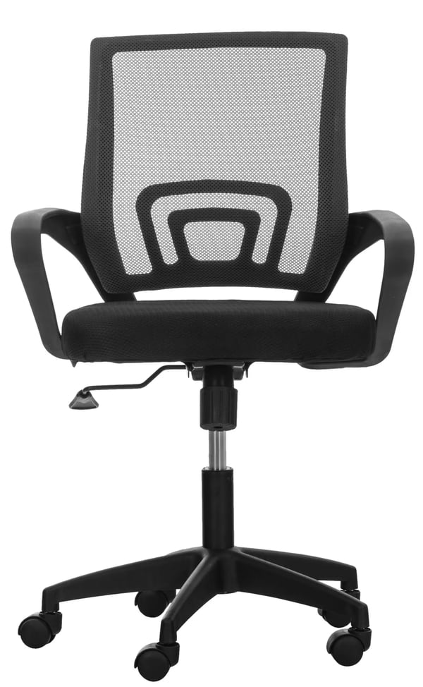 Sort mikrofiber- og plastikkontorstol - Ergonomisk drejestol med netryg